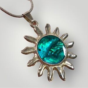 Sunburst Abalone Shell Necklace Adjustable Chain Lobster Clasp